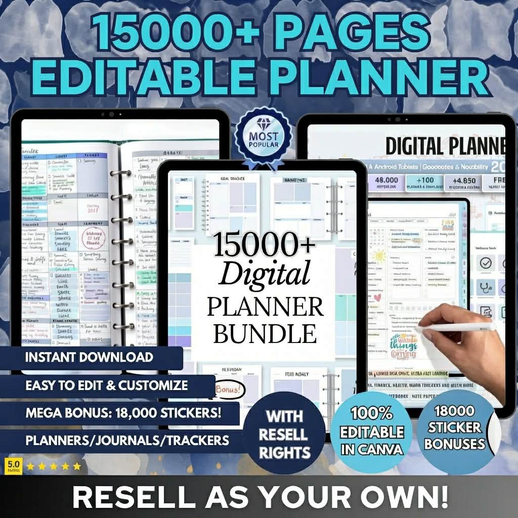 15,000 Pages PLR Planners, Journals, & Templates | 2026 UPDATED | Resell Rights