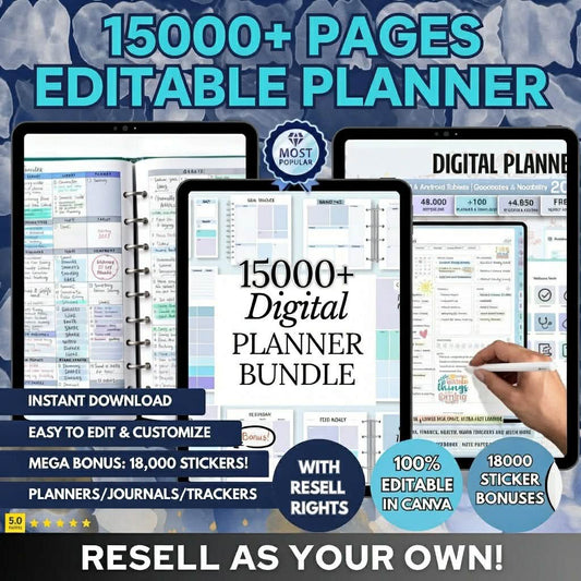 15,000 Pages PLR Planners, Journals, & Templates | 2026 UPDATED | Resell Rights