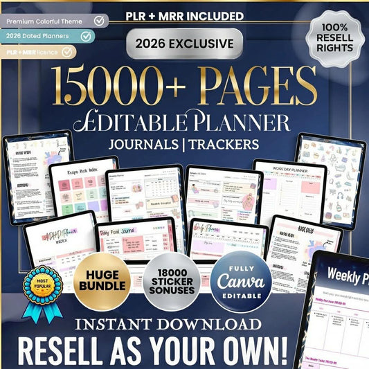 15,000 Pages PLR Planners, Journals, & Templates | 2026 UPDATED | Resell Rights